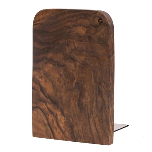 TILISMA Wooden Bookends for Shelves | Walnut Book Stopper for Bookshelves | Modern Wood Bookends for Shelf | Small Book Ends to Hold Firmly | Unique Transportable Separator for Bookshelves (Single) - size: Single