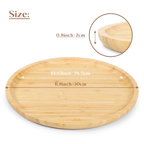 Bamboo Serving Platter, Round Wood Tray, Wooden Serving Tray, Fruit, Bread, Salad Plate, Round Wood Charcuterie Board, 11.8 inch - color: Round, size: 11.8"