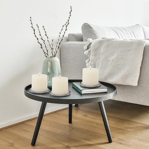 Glass Pillar Candle Holder, 4" Gray Candle Plates Set of 6, Glass Candle Holders for Wedding, Party, Holiday, Home Decor, Table Centerpiece - color: Gray, size: 6 pcs