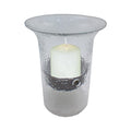 Glass Hurricane Pillar Candle Holder with Rustic Metal Insert, Perfect as a Centerpiece (Small Bubble Glass) - size: 11" Tall Bubble Glass