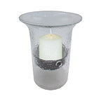 Glass Hurricane Pillar Candle Holder with Rustic Metal Insert, Perfect as a Centerpiece (Small Bubble Glass) - size: 11" Tall Bubble Glass