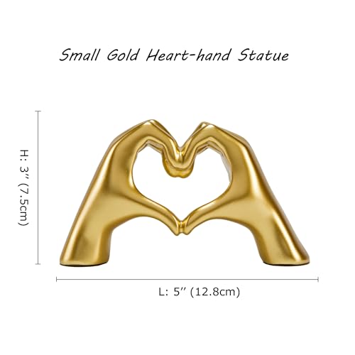 FANTESTICRYAN Small Heart Hands Statues Hand Love Sculpture Cute Decorative Home Decor Ornaments for Living Room, Wedding, Office Desktop, Cabinets, Bookshelf, Gift for Mom (Small Gold) - color: Gold, size: Small