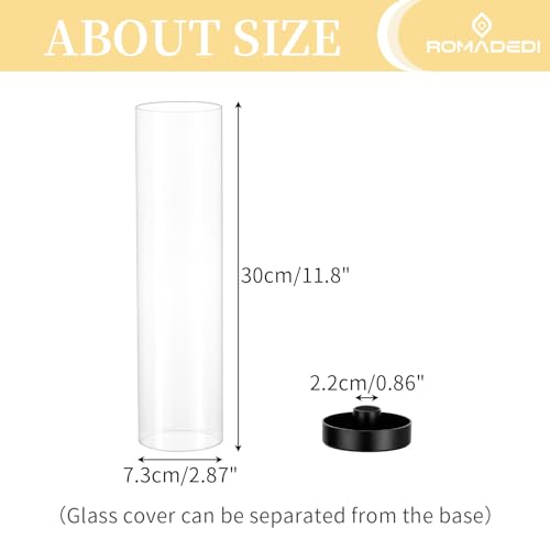 Romadedi Candlestick Candle Holders Hurricane Glass - 12 Inch Clear Black Taper Candle Holders for Table Centerpiece Wedding Party Birthday Christmas Decor Home Decorations, Set of 2 - color: Black