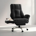 Big and Tall Office Chair, Flip Armrests for Pets & Cross Legged Sitting, Executive Ergonomic Computer Gaming Chair with Foot Rest, Crystal Velvet Wide Seat Reclining Desk Chair - color: Black