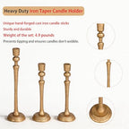Gold Candlestick Holders Set of 3, Heavy Cast Iron Candle Holder for Table Centerpiece, Antique Brass Finish - color: Antiqued Gold 5