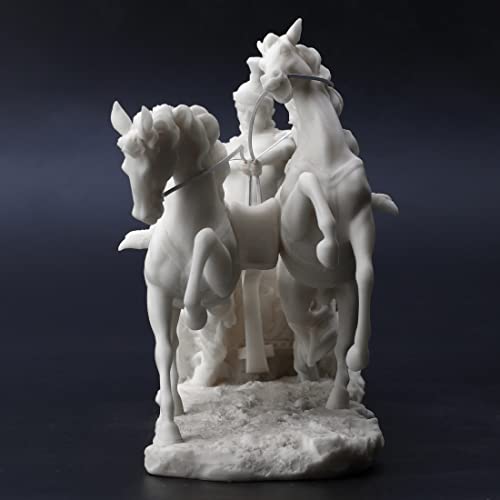 Veronese Design 10 1/4 Inch Roman Centurion on Two Horse Chariot Statue Resin Marble White Finish