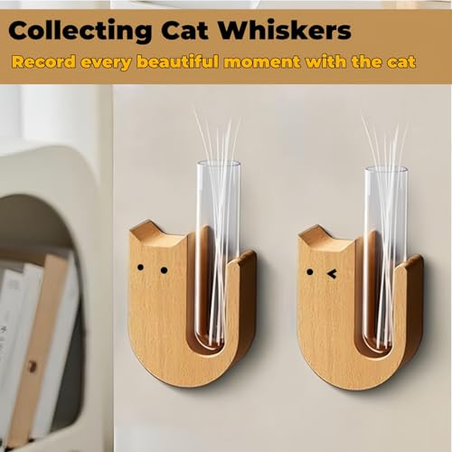 2Pcs Cute mini Glass Tube Flower Vase Magnets - Cat Whisker Holder,Tiny vase Fridge Magnets,Wooden Magnetic Cute Flower Vase,Suitable for Fresh Flowers,Herbs and Various Green Plants