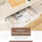 Criusia 14 PCS Clear Plastic Drawer Organizer Set - 5 Large Size Versatile Kitchen and Bathroom Organizer Trays, Non-Slip Storage Bins for Makeup, Utensils, Tool and Office Desk - size: 14PACK