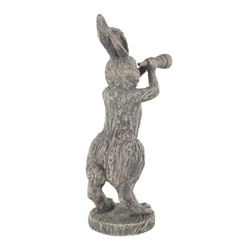 Deco 79 Polystone Rabbit Textured Sculpture with Telescope, 8" x 12" x 22", Gray - size: 8" x 12" x 22"