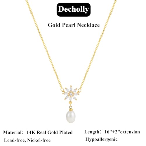 Mothers Day Gifts - 14K Gold Plated Pearl Necklaces for Women Trendy Dainty Necklace Simple Layered Gold Pearl Necklace for Women Mothers Day Wedding Birthday Gifts - color: 5-CZ Pearl necklace