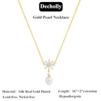 Mothers Day Gifts - 14K Gold Plated Pearl Necklaces for Women Trendy Dainty Necklace Simple Layered Gold Pearl Necklace for Women Mothers Day Wedding Birthday Gifts - color: 5-CZ Pearl necklace