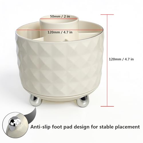 GOTOBA 360° Rotating Pencil Holder for Desk, Makeup Brush Holder with 6 Slots, Desk Organizer for Writing Utensil, Office and School Supplies (Milky White) - color: Milky White