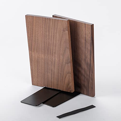 Muso Wood Handmade Walnut Book Ends, Non-Skid Bookends for Shelves, Large Sturdy Book Ends for Heavy Books, Decorative Book Shelf (3 Pairs) - size: 3 Pairs