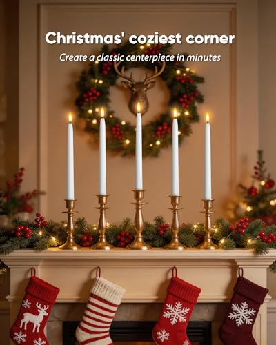 Homemory 11 inches Waxy Flameless Taper Candles with Remote Timer Dimmer, 2 Pcs Battery Operated Taper Candles with Flickering Flame, White LED Candlesticks for Wedding, Christmas Indoor Decoration - style: Traditional - White 11"