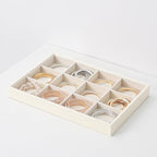 Stackable Jewelry Organizer Tray For Drawers,White Leather Small Earring Storage Tray,Bracelet And Necklace Display Box,Jewelry Ring Display Case (Creamy White 12 Grids) - style: Creamy White 12 Grids