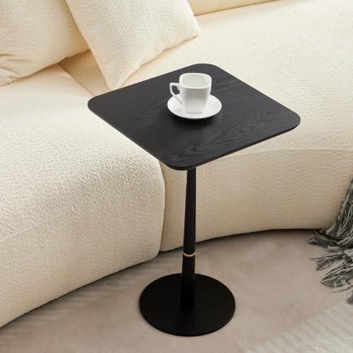 Small Side Table for Small Spaces Living Room, Tall End Side Table for Sofa Couch, Square Drink Coffee Tables, Modern Martini Cocktail Beverage Pedestal Stand for Bedroom, Black - color: 15.74" Black