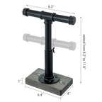 MyGift Adjustable Height Industrial Pipe Organizer Stand - Rustic T-Bar for Jewelry, Headphones, Medals, Kitchen Utensils & Display, Gray Wood Base (Black/Gray, Country Style) - color: Black / Gray