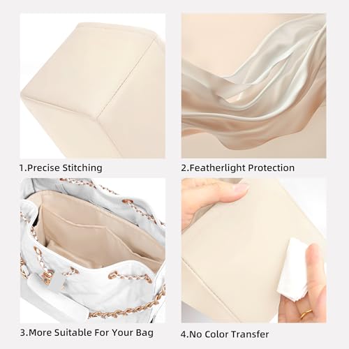 DGAZ Silk Purse Organizer Insert Fits Chanel 25 Handbags，Silky Smooth Bag Organizer，Luxury Handbag & Tote Shaper(Craie,Medium) - color: Craie, size: Medium