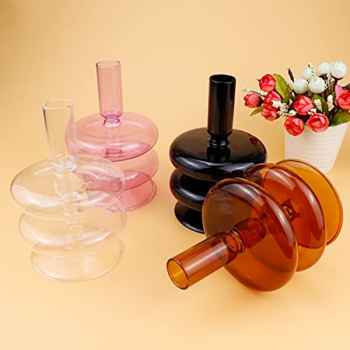 Clear Taper Candle Holders Glass Candle Stick Holder Modern Candle Holders for Tapered Candlesticks Wedding Reception Centerpieces Christmas（Transparent） - color: Color 4