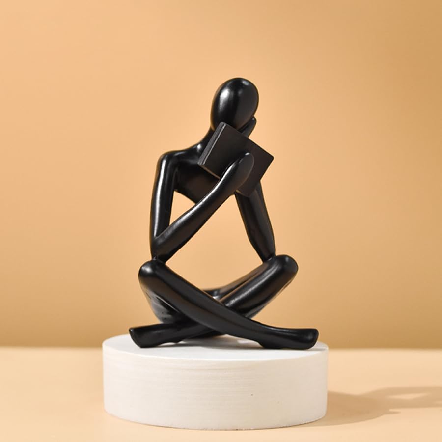 Style-B Black, Creative Abstract Thinker Bookend for Home Aesthetic, Study, and Wine Cabinet – Stylish Shelf Decor Accent and Thoughtful Gift for Living Room, Bar, or Coffee Shop - color: Reader-black-b