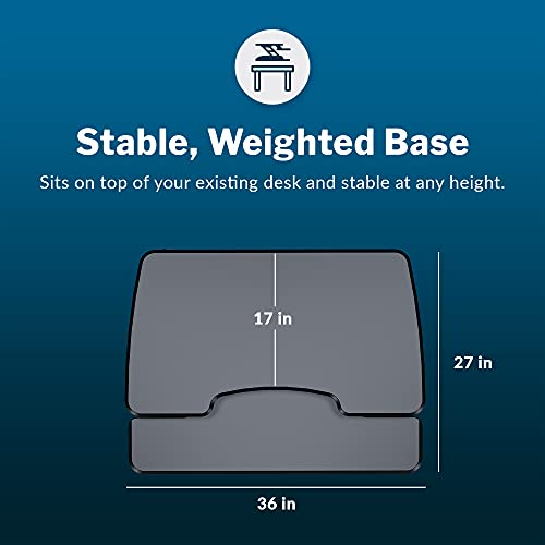 Vari - VariDesk Essential 36 - Two-Tier Standing Desk Converter for Monitor & Accessories - Height Adjustable Sit Stand Desk - Fully Assembled Monitor Riser for Home Office - 36" Wide, Black - size: Essential 36