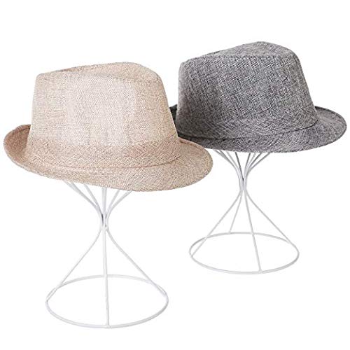 Mydio 2 Pieces Modern Metal Hat Stands Durable Stable Metal Hat Cap Rack Wigs Holder, Metal (white) - color: white