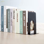 KINJOEK 4 Pairs/8 PCS Heavy Duty Bookends, 8.3x6.5x5.1 Inch Anti Slip Metal Book Ends for Books, Magazines, DVDs, Home, Office, School, Library, Black - size: 4Pairs Black