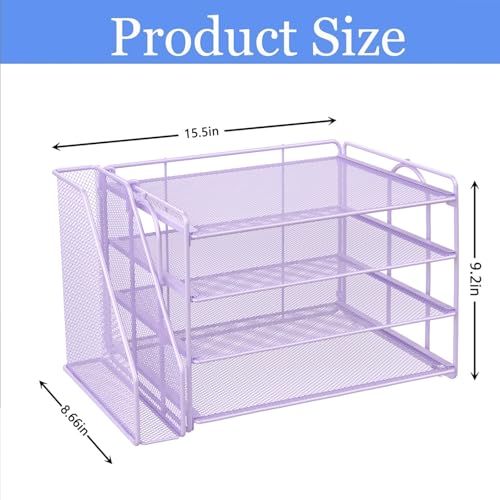 gianotter 4-Tier Paper Organizer With Magazine Holder, Desk Organizers and Accessories, Desk Accessories & Workspace Organizers, File Organizer for Office Supplies Storag (Purple, 4-Tier) - color: Purple, size: 4-Tier