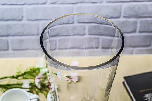 CYS EXCEL 13.75" Tall Clear Glass Cylinder Vase Taper Down Flower Vase with 6.5" Wide Opening Elegant Centerpiece for Weddings, Events, and Home Décor - size: 13.75"H x 6.5"O x 4"B