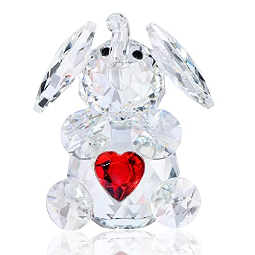 YWHL Cute Crystal Elephant Gifts for Women, Handmade White Elephant Gift Ideas, Small Drunk Animal Decor, Figurine Collection for Home Decoration - color: Red Heart