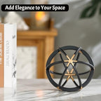 7" Metal Sphere Decor, Metal Coffee Table Decor Sculpture - Black & Gold, Abstract Tabletop Decorative Ball for Home, Decorative Balls for Centerpiece Bowls