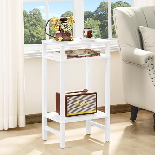 YUFAM Side Table End Table Tall Night Stand 3-Tier for Living Room Bedroom Bathroom Office Furniture White - color: White, size: 3 Tier