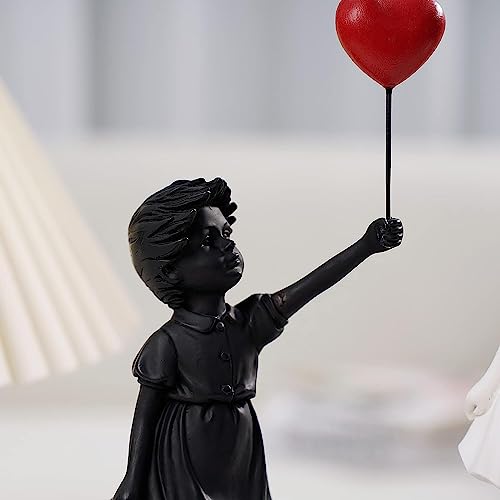 Flying Balloon Girl Statue,Resin Figure Sculpture Crafts Ornament Modern Art Sculptures for Home Decor,Anti-war Theme - style: Modern-1balloon