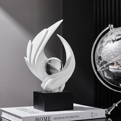 FJS Modern White Statue Table Decor for Living Room, Abstract Art Table Decor Accents, Resin Sculptures Home Decorations for Bookshelf TV Stand Living Room Dining Room Office - color: A-white