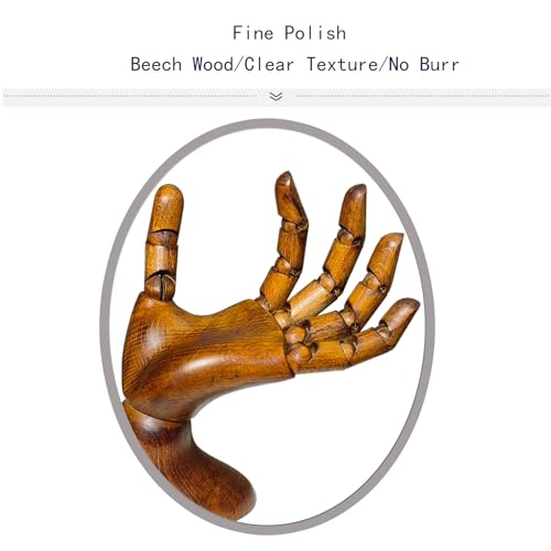 Mannequin,Hand Model,Hand Mannequin for Nails,Drawing,Wooden Hand,Antique Finish Wood Hand,Hand Model for Drawing,Female Hand of Left with Antique Finish. - color: Female_left 7.5 in With Antique Finish