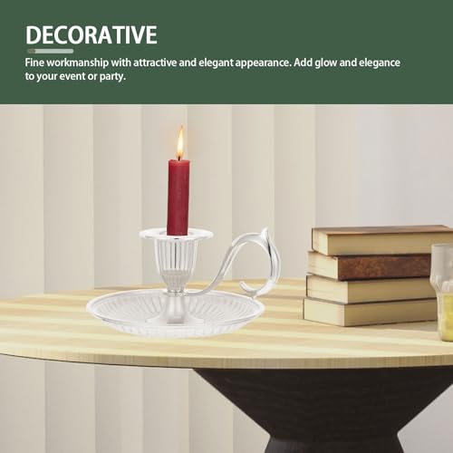 Healifty Retro Taper Candle Holder with Handle Vintage Metal Tabletop Candlestick for Wedding Party Home Decor 4.52 Inch
