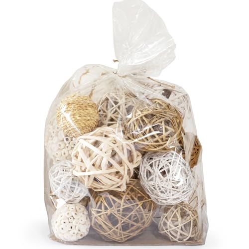 ANDALUCA Large Decorative Vase Filler Bag with Orbs, Balls (Beige) - color: Beige
