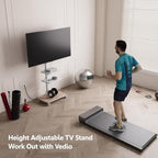 FITUEYES Rolling TV Stand with Power Outlets, Swivel Portable TV Stand for 32-70Inch LCD LED OLED Flat/Curved Panel Screen TVs, Height Adjustable&Wood Base, Mobile TV Cart with 2 Shelves - color: White, style: With Wheels & Power Strip