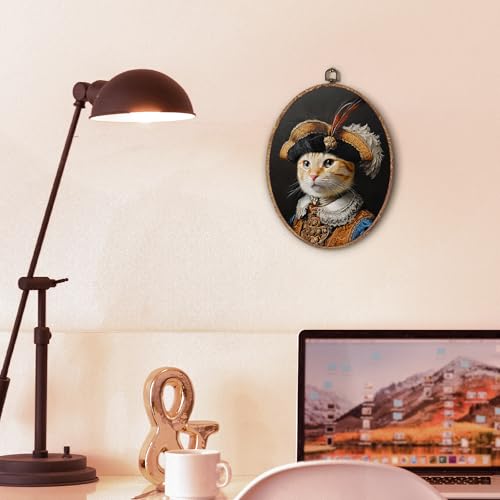 Hxlac Victorian Cat Oval Wall Art Framed, Vintage Cat Oval Wall Decor, Cottagecore Farm Animal Hanging Canvas Prints Wall Sculptures for Home Living Room Bedroom Decor, 8.5x11.5 Inch - color: oval cat