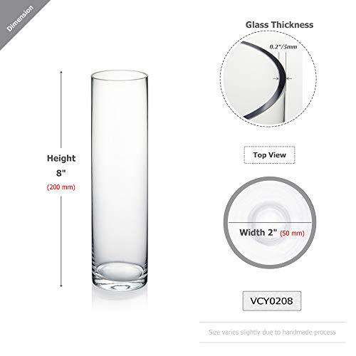 WGV Cylinder Bud Vase, Width 2", Height 8", Clear Skinny Narrow Standard Hurricane Floral Container Centerpiece for Wedding Party Event Home Office Decor, 1 Piece - size: 2"x8"H Cylinder