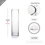 WGV Cylinder Bud Vase, Width 2", Height 8", Clear Skinny Narrow Standard Hurricane Floral Container Centerpiece for Wedding Party Event Home Office Decor, 1 Piece - size: 2"x8"H Cylinder