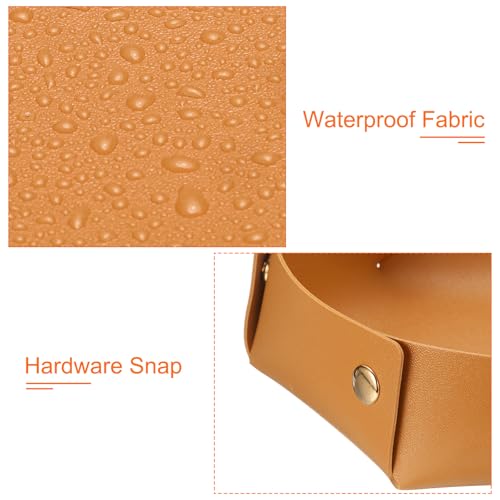 uxcell 2 Pcs Valet Tray for Women and Men, PU Leather Jewelry Tray Entryway Table Bedside Nightstand Catchall Storage Organizer for Jewelry Key Coin Watch Wallet (2 Size, Yellow) - color: Yellow