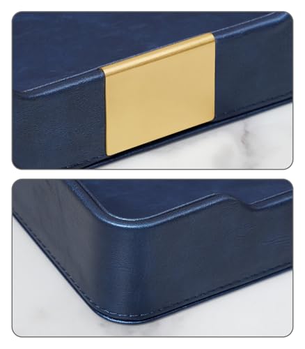 10.2" x 6.7" Nightstand Organizer Tray with Gold Accent, Decorative Valet Trays Cologne Organizer for Men, Key Bowl Perfume Trinket Tray for Dresser Bedside Entryway Table (Navy Blue) - color: Navy Blue