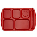G.E.T. 6 Compartment School Cafeteria Tray, Right Handed, 10" x 15", Red (4 Pack) - color: Red, size: 10" x 15", style: 4 Pack Right Handed Trays