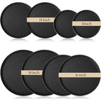 Zopeal 8 Pieces Black Round Restaurant Serving Tray, Plastic Non Slip Surface Food Meals Server Tray with Raised Edges for Home, Kitchen, Restaurant, Cafeteria, Bar (11",14",16",18") - size: 11", 14", 16", 18"