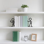 Metal Bookends People Bookends Decorative Cute Book Ends for Shelves Bookshelf Home Office Desk Reading Decor Bookshelf Decor for Book Lovers Gift - style: People Decorative Bookends