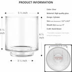 CYS EXCEL 6.5" x 5.5" Clear Glass Hurricane Candle Holder Vase – Cylinder Vase for Pillar & Floating Candles, Wedding Centerpieces & Home Décor - size: H-6.5" D-5.5"