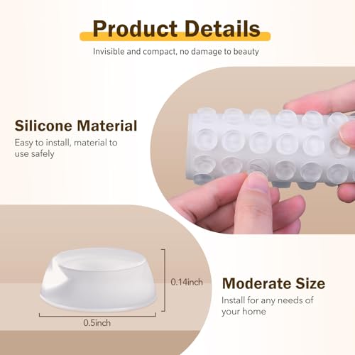 240 Pcs Cabinet Door Bumpers, 1/2" Diameter Self Adhesive Clear Cupboard Door Drawer Bumpers for Kitchen Cabinets Cutting Boards Picture Frames - size: 240-clear