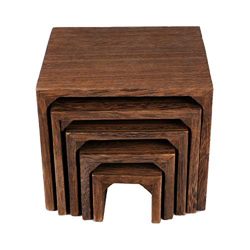 MOOCA 5-Piece Wooden Jewelry Display Risers - Multi-Function Retail Stands for Rings, Watches, Necklaces, Bracelets, and More - Various Heights, Brown Color - color: Brown N Shape, 5 Pieces