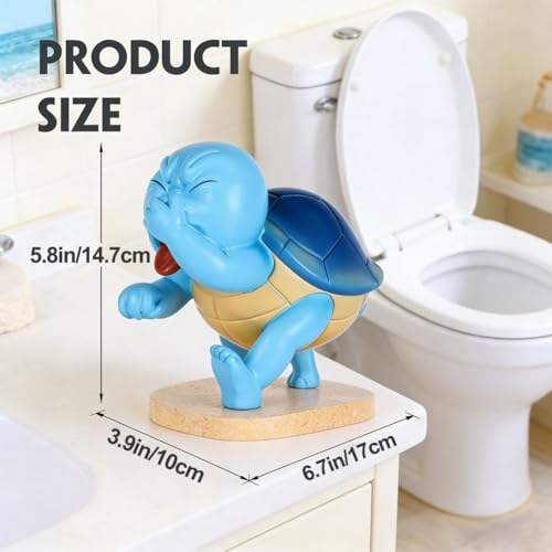 QIANLING Funny Sea Turtle Holding Nose Bathroom Decor Statues, Coastal Beach Sea Turtle Bathroom Decor - Quirky Toilet Sculptures and Figurines, Nautical Ocean Centerpieces for Beach House, Seaside - color: Blue